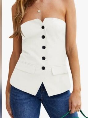 NWOT Cicy Bell Strapless Blazer Button Up Blouse
